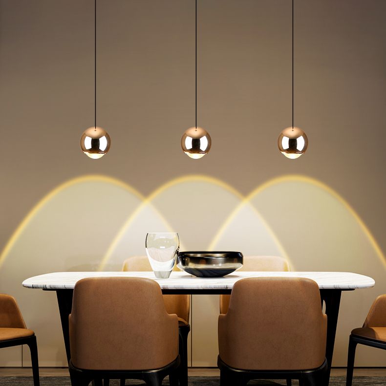 Modern Style Spherical Shape Hanging Light Metal 1 Light Pendant Lamp for Bedroom