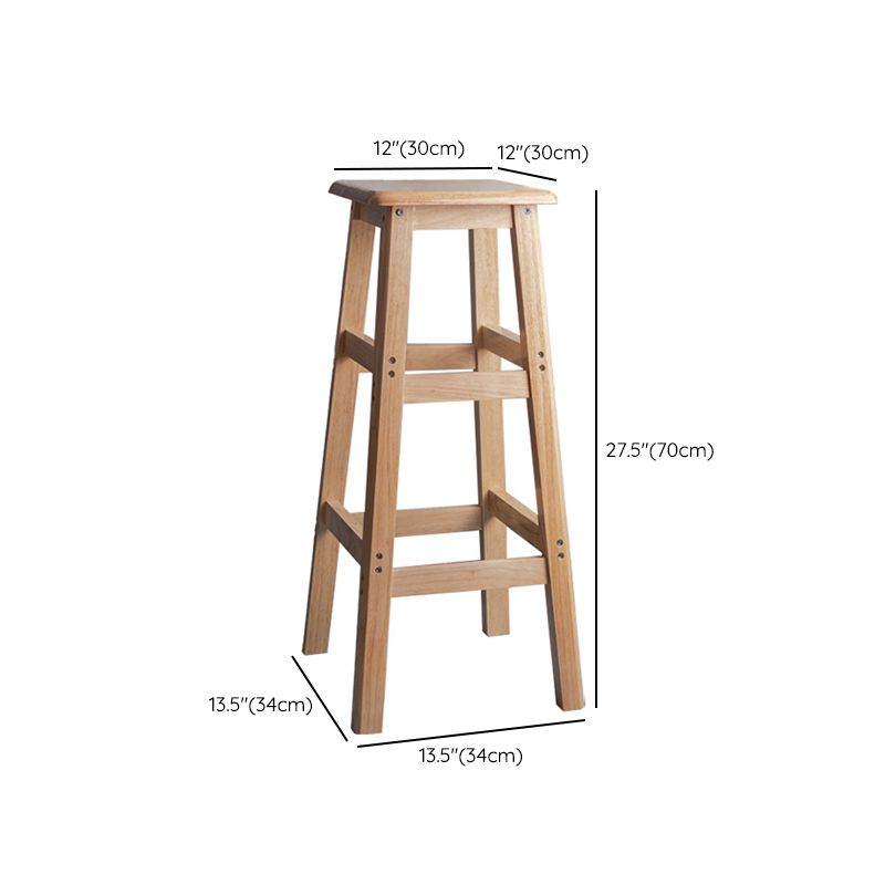 Contemporary Backless Square Seat Indoor Solid Wood Bar Stool