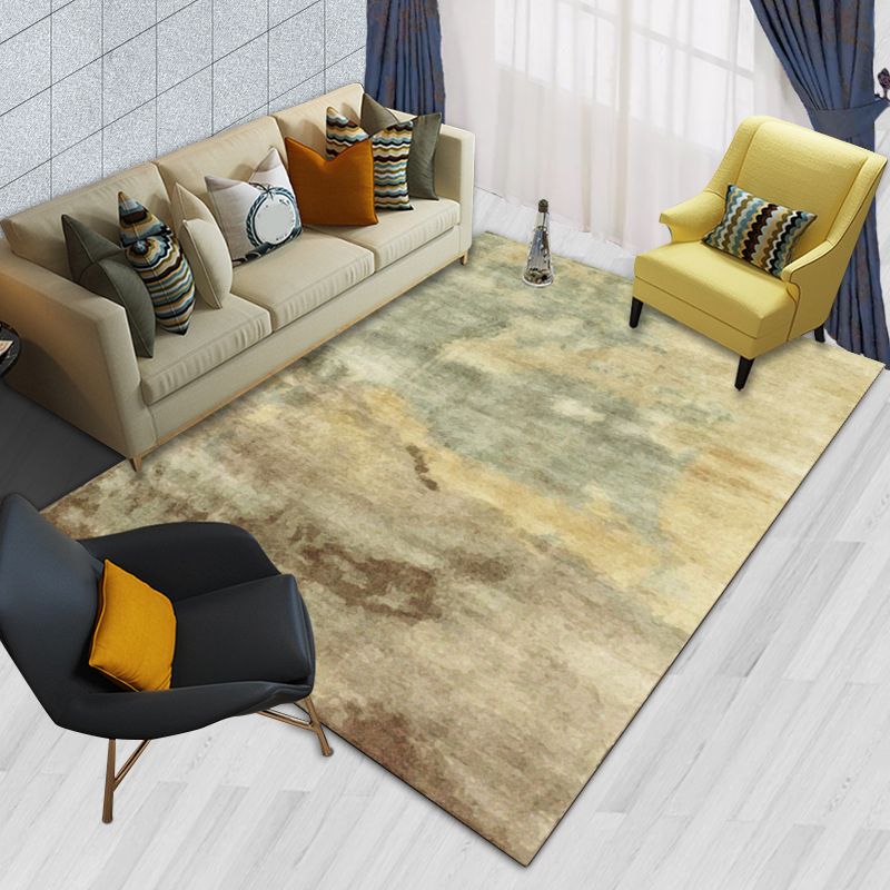 Yellow Casual Rug Polyester Abstract Rug Washable Area Rug for Bedroom