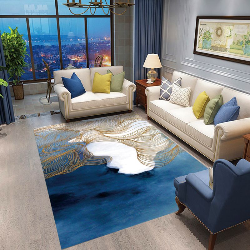 Farb gemischte abstrakte Linien Teppich Polyester Freizeit Teppich Anti-Rutsch-Rutsching-Indoor-Teppich für Wohnkultur