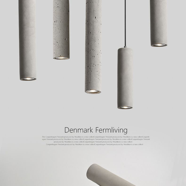 Nordic Modern Cylindrical Shape Pendant Light Concrete Small Suspension Light  for Living Room