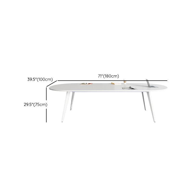 Contemporary Wooden Writing Desk White Oval Office Desk for Office
