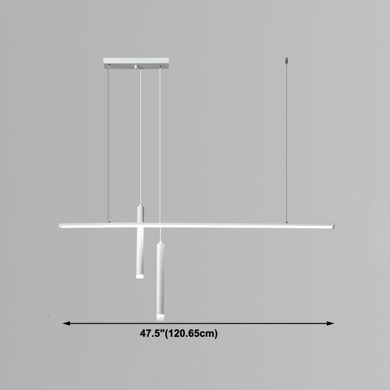Contemporary Style Linear Island Lighting Metal Island Pendant Lights in White