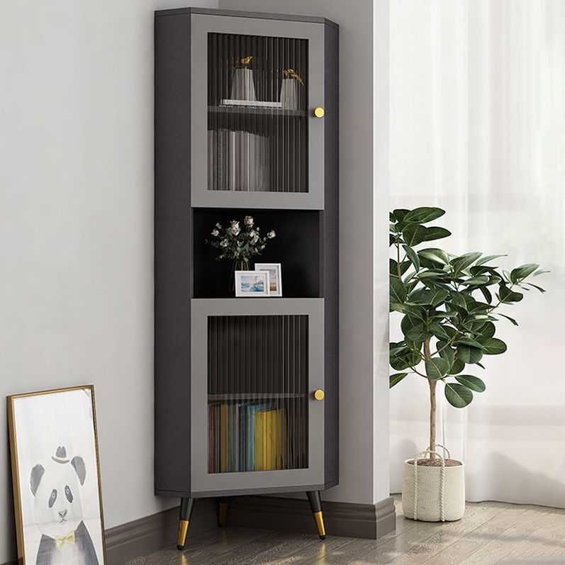 Contemporary Storage Cabinet with Shelf and Glass Doors Triangle Cabinet