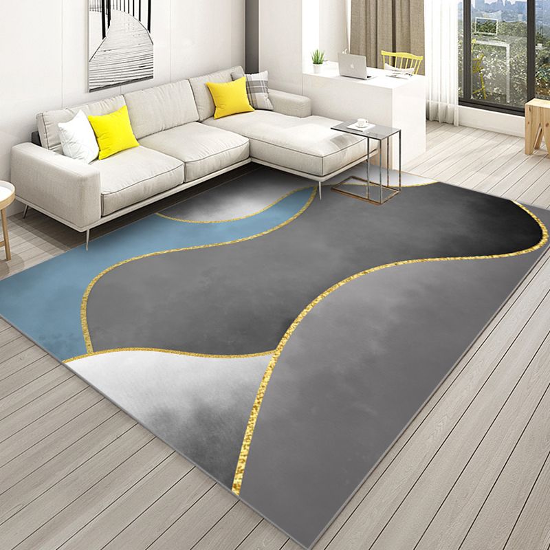 Color Mixed Modern Area Carpet Polyester Color Blooming Indoor Rug Washable Carpet for Living Room