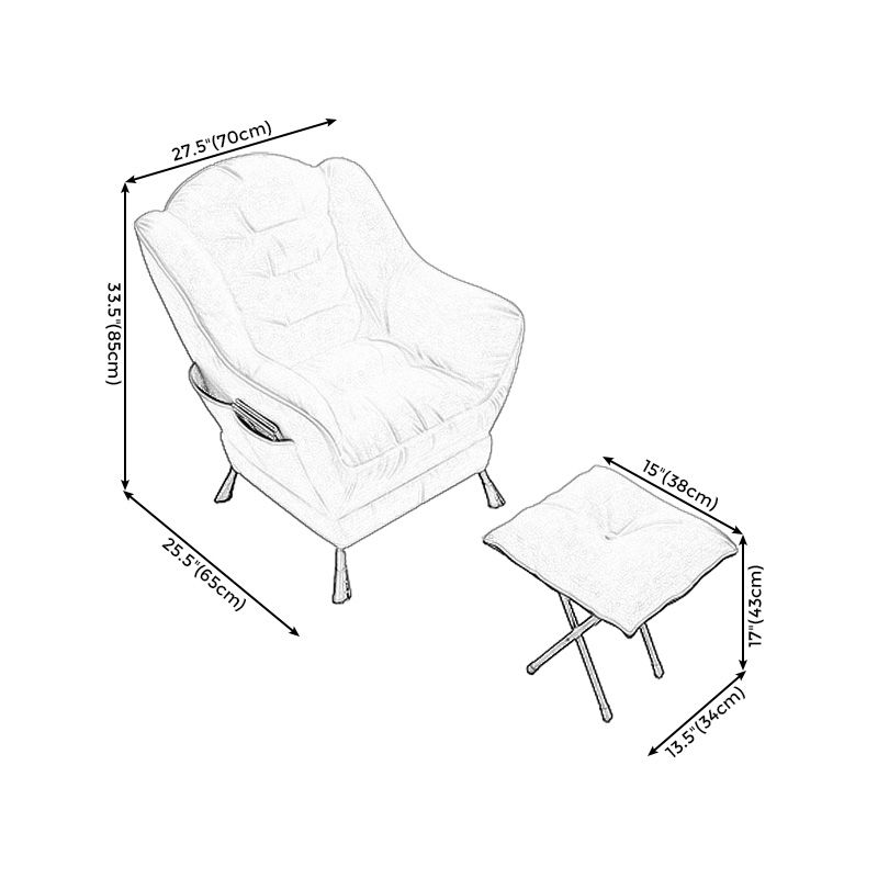 Sewn Pillow Back Arm Chair Sloped Arms Accent Chair,  27.56" W √ó 27.56" L √ó 33.46" H