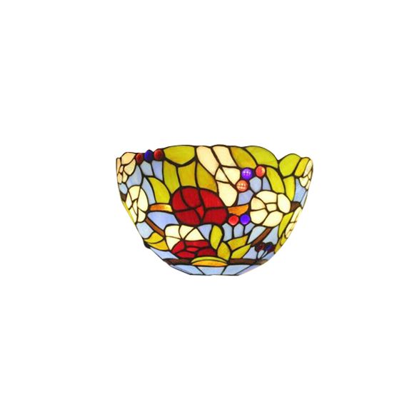 Tiffany Floral Wall Sconce Light Stained Glass Indoor Wall Mount Light for Living Room