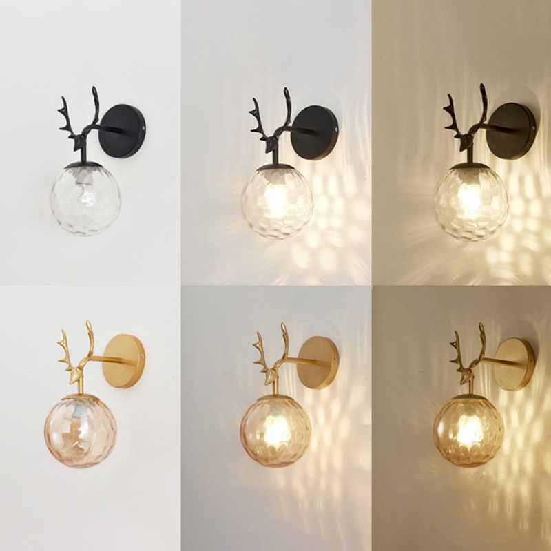 Antler in metallo Design Lampada da muro a parete Simplicità Nordic Orb Glass Sconce Lights per soggiorno corridoio