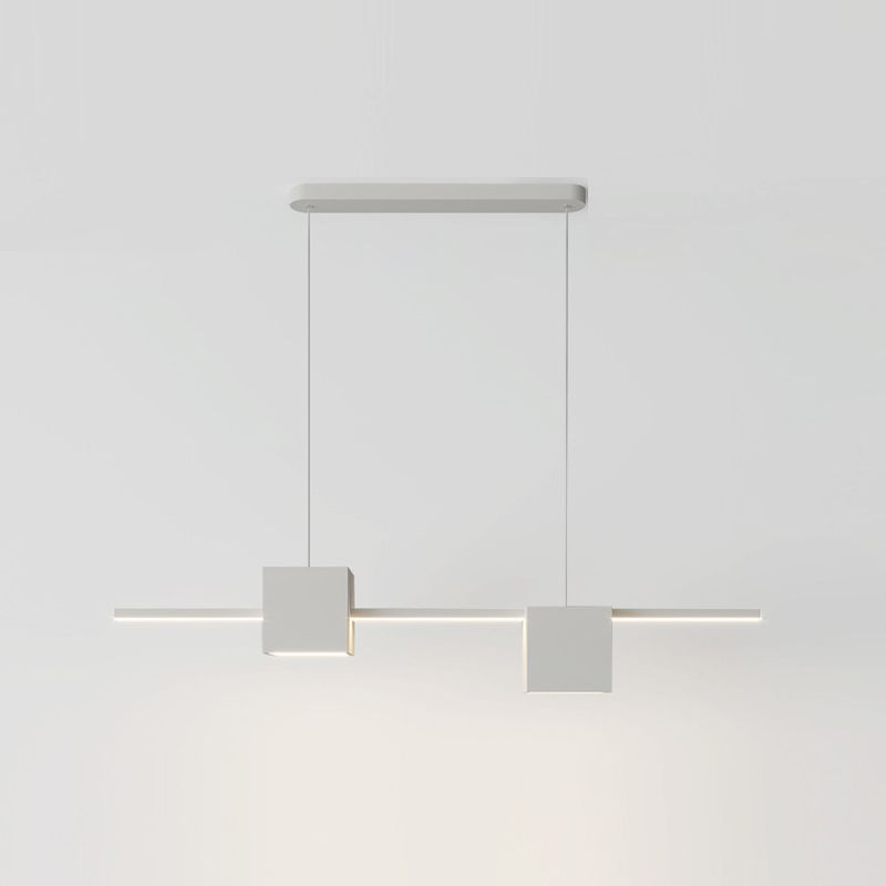 LED Island Light Modern White Island Hanging Light with Silica Gel Shade for Dining Room