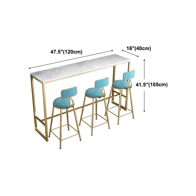 Living Room Bar Dining Table Gold Footrest Trestle Pub Height Dining Table, Only Table