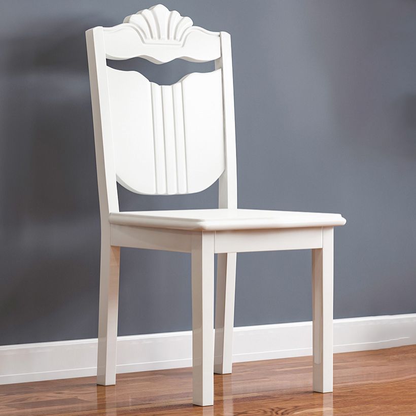 Victorian Style Marble Dining Set with White Fixed Table and 4 Legs Base for Home Use