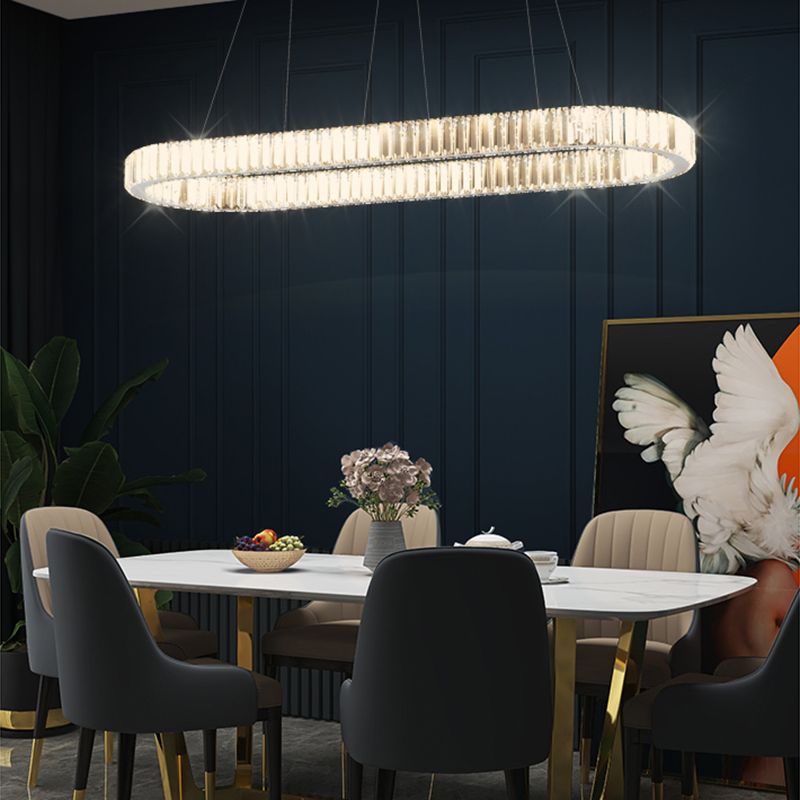 Iluminación colgante lineal luz colgante contemporánea con sombra de cristal para comedor