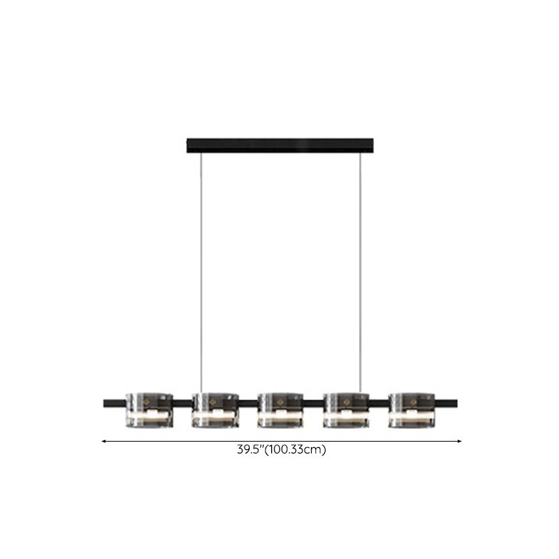 Hanging Lamp Modern Island Chandelier Lights in Black Finish for Dining Room