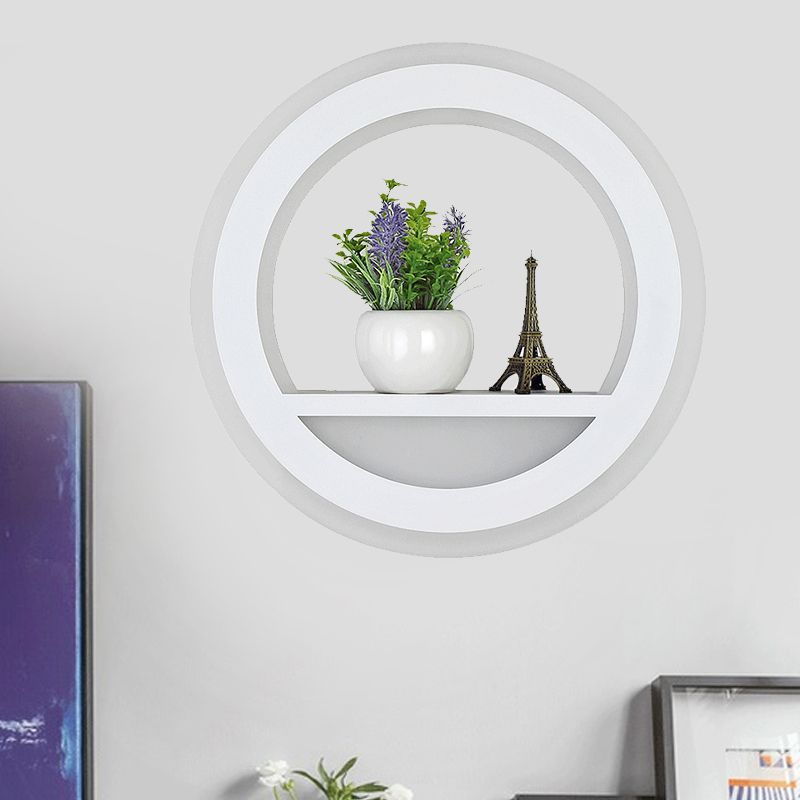 Iluminación de pared de anillo de halo acrílico lámpara led blanca nórdica lámpara de luz en blanco con diseño de estante