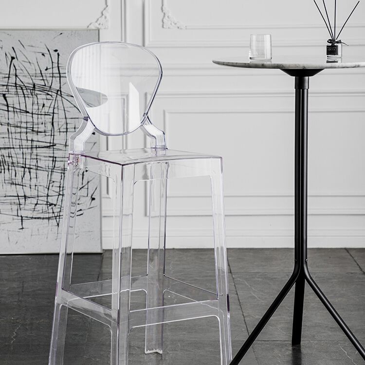 Industrial Backrest Armless Counter Stool Plastic Bar Stool with 4 Legs