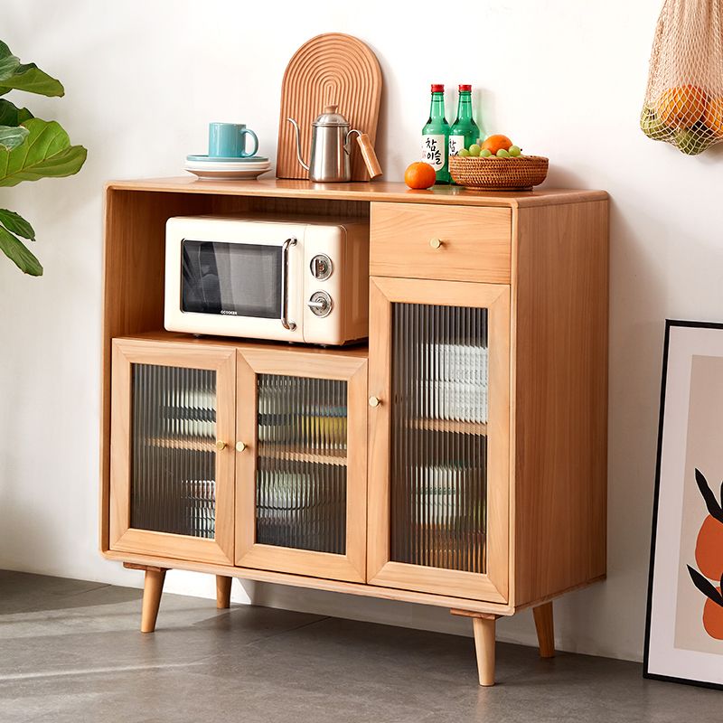 Glass Paned Accent Cabinet Modern Style 1-Door Chest with Drawers