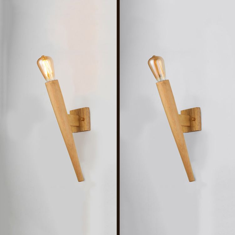 Japanese Style Wood Wall Light Geometric Shape Wall Sconce Lamp Fixture for Bedroom