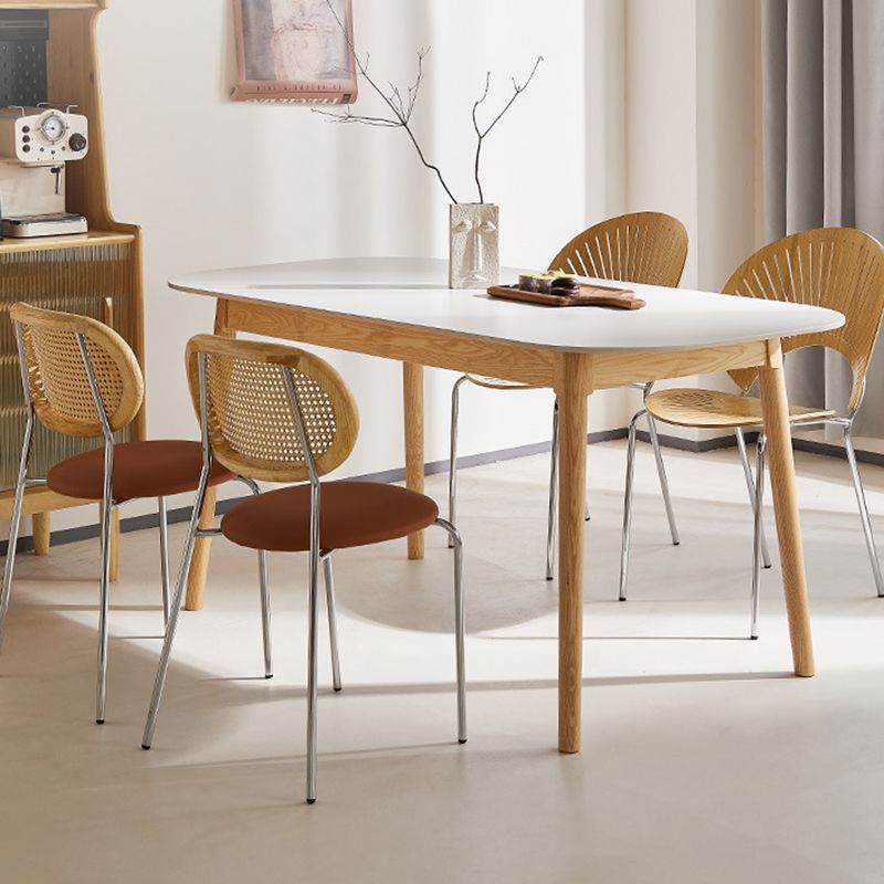 Modern Style Rectangle Table Sintered Stone Table with Wood Legs for Home