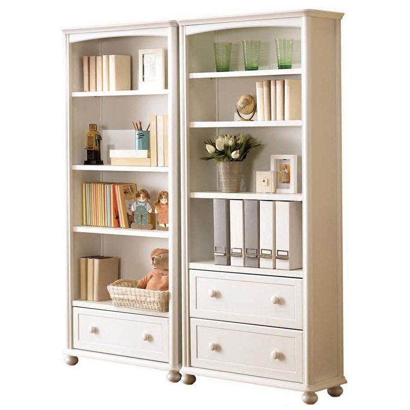 White Wooden Bookshelf Standard Shelves Included Closed Back Bookcase