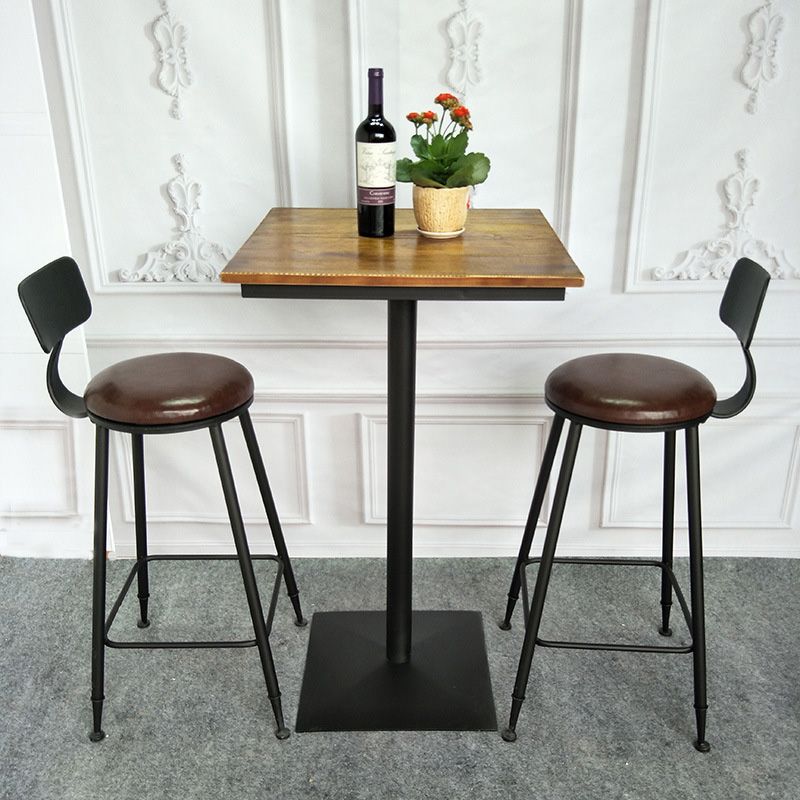 Industrial Style Solid Wood Bar Table Set 1/2/3/4 Pieces Counter Table with High Stools