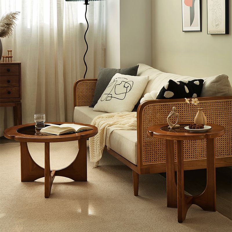 Glass Top Coffee or End Table Black Cross Legs Coffee Cocktail Table