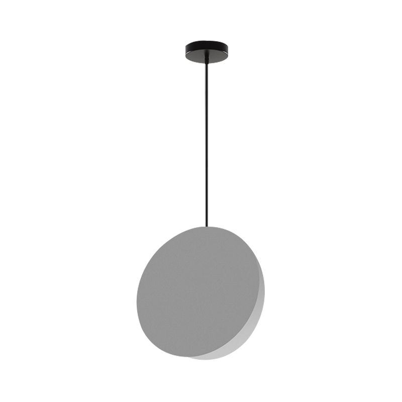 8"/12"W Circular Pendant Lamp Modern Nordic Style Metal 1 Light Black/Grey/White Hanging Ceiling Light