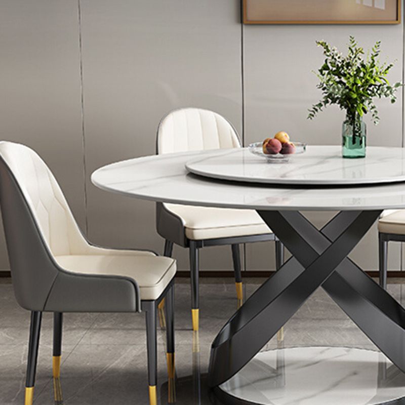 Modern Round Dining Table Set 1/2/5/7 Pieces with Metal Base Kitchen Furniture Set