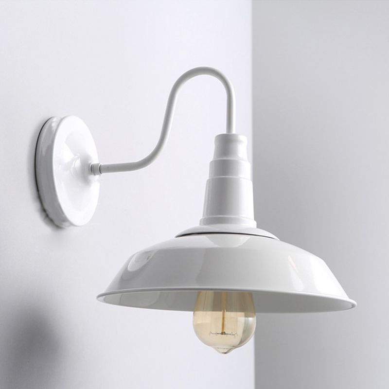 Metal Barn Shade Wall Light Industrial 1 Light  Gooseneck Arm for Stairs Pathway Farmhouse