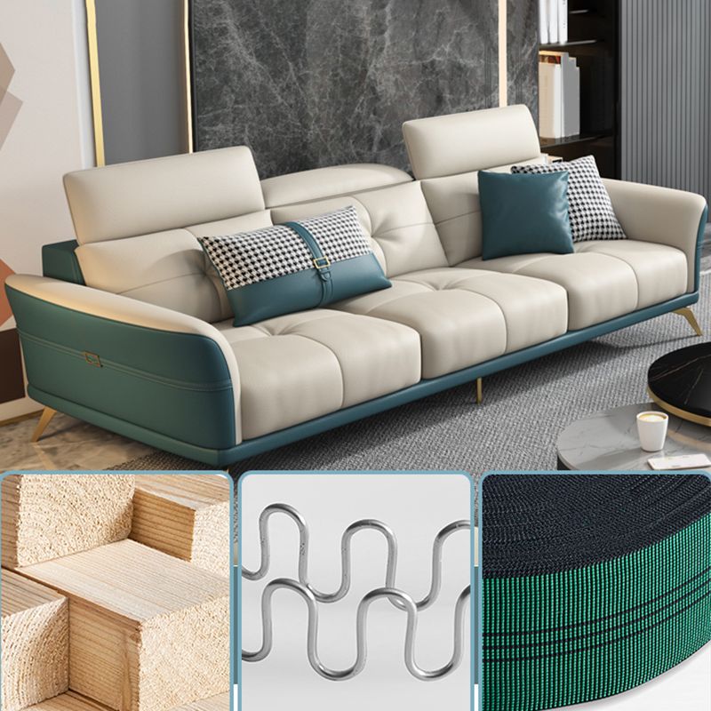 Tuxedo Arm Sectional Sofa 35.43"High Genuine Leather Tufted Split-Back Sofa