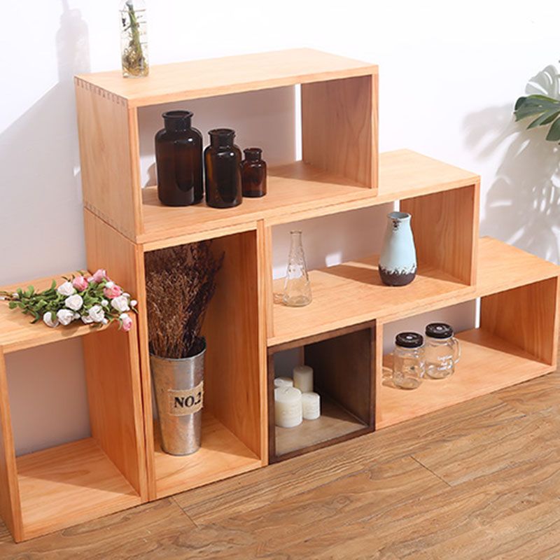 Open Back Cube Bookshelf Contemporary Wood Bookcase for Home