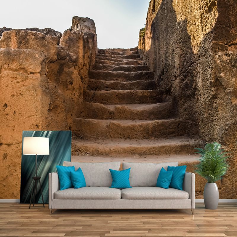 Contemporary Stairs Architecture Mural Wallpaper Stain Resistant for Decoration