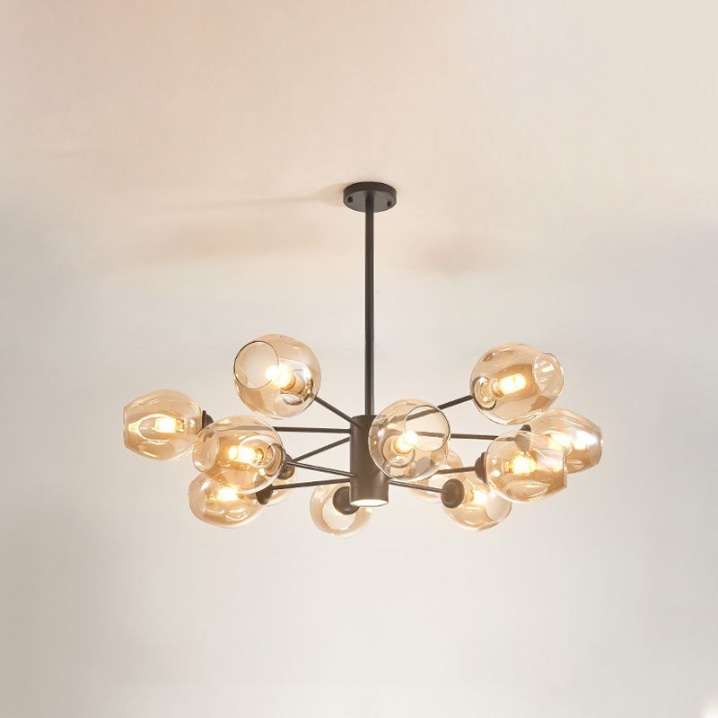 Cognac Color Glass Chandelier Lighting Fixture Modern Chandelier Pendant Light for Living Room