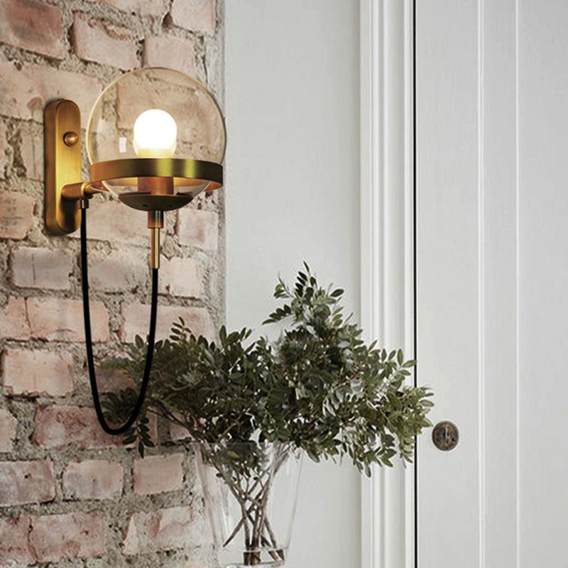 Industrial Style Globe Wall Mount Lighting Clear Glass Wall Mounted Lighting for Restaurant