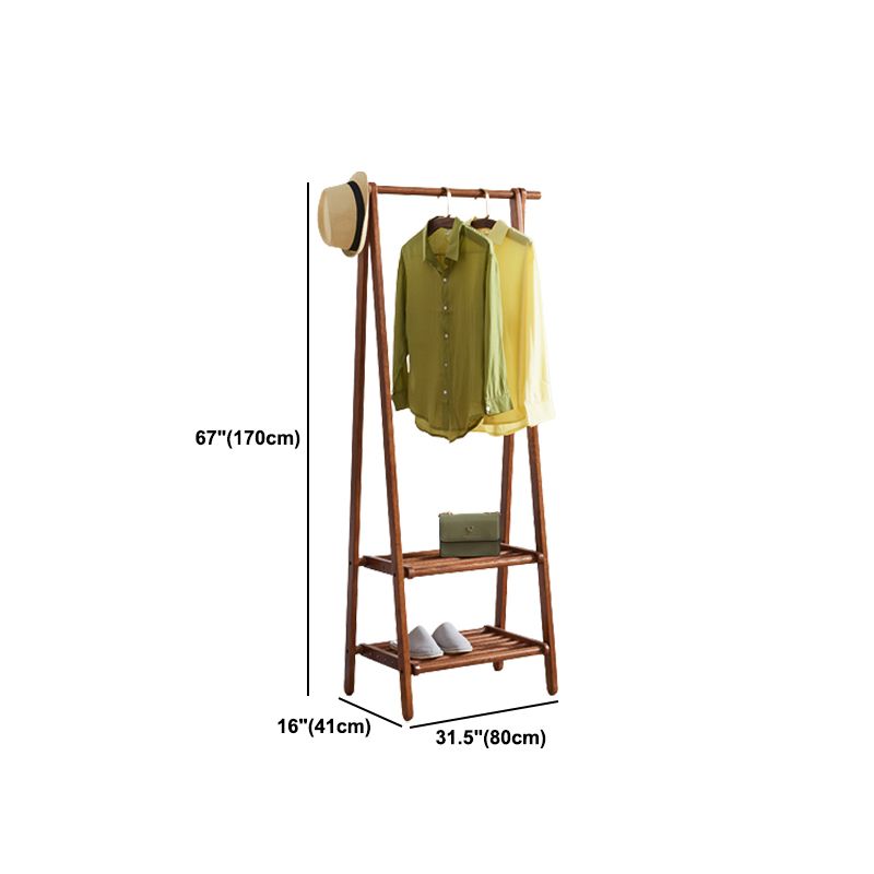 Brown Contemporary Style Armoire Ash Wood Open Armoire with Clothing Rod