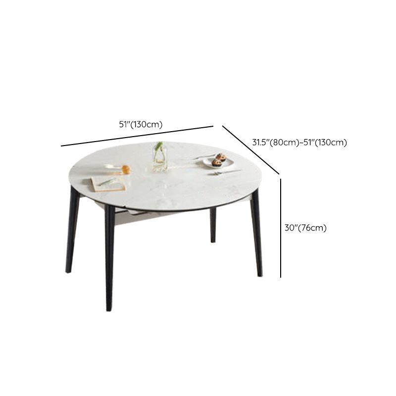 Sintered Stone Dining Table Round Drop-Leaf Dinner Table for Dining Room