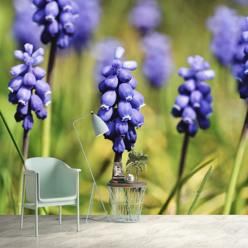Customized Hyacinth Mural Wall Covering Decorative Mildew Resistant for Living Room