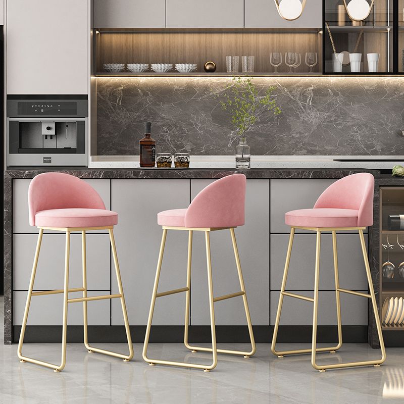 Glam Dessert Shop Footrest Stool Matte Finish Velvet Bar Stool