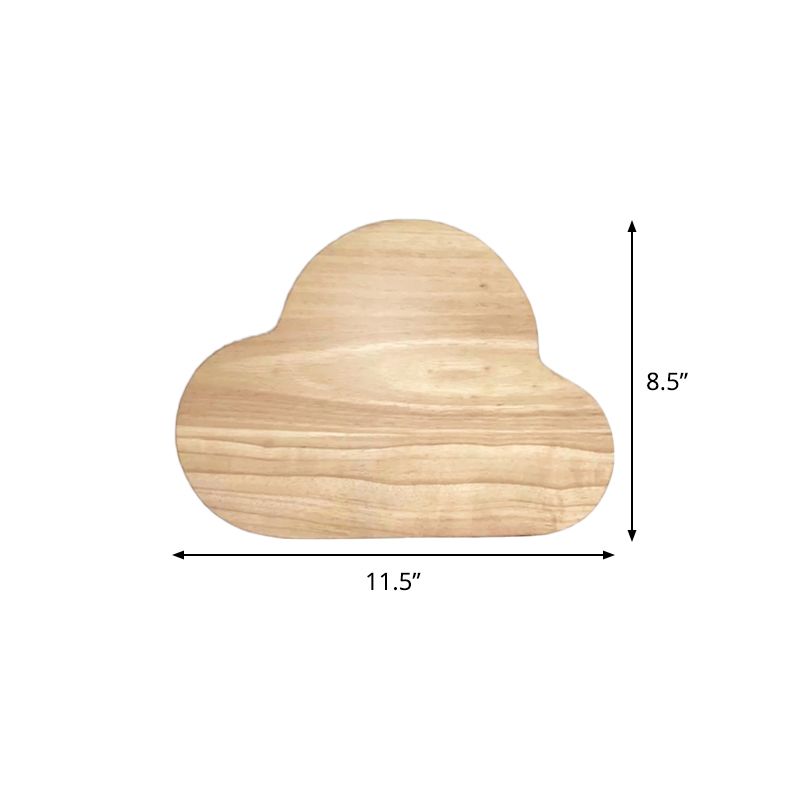 Wood Cloud Flush Mount Wall Sconce Minimalistic Beige LED Wall Mount Lamp in Warm/White Light