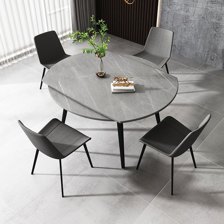 4-foot Stone Dinette Table Simplicity Style Round Dining Table with Drop Leaf