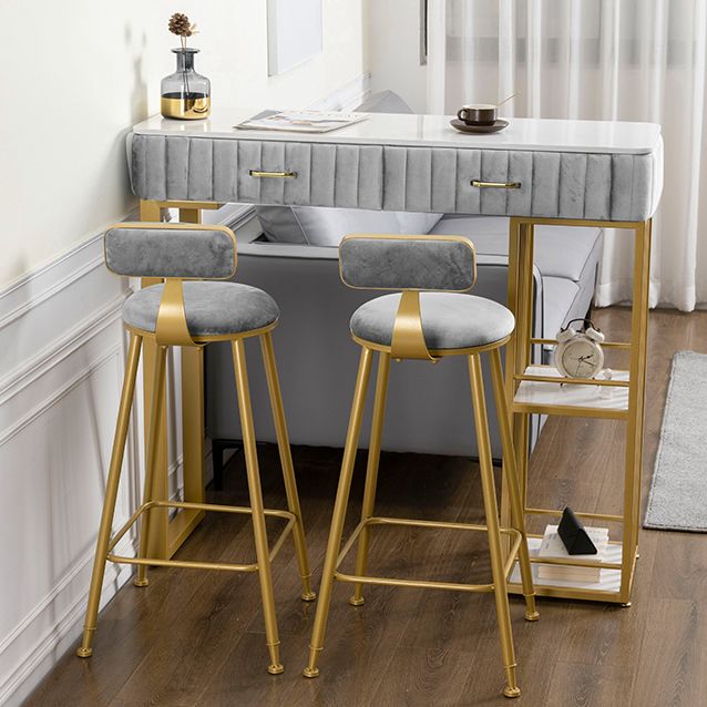 Glam Rectangle Indoor Bar Dining Table White Marble Bistro Table with Drawer