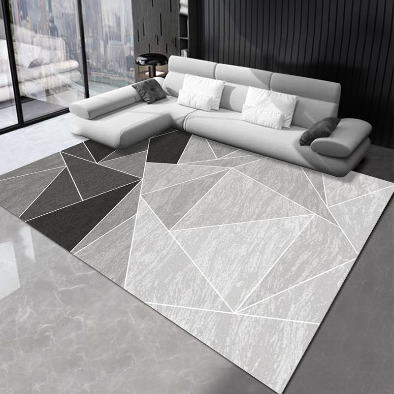 Geometric Area Rug Modern Contrast Panel Carpet Polyester Living Room Carpet with Non-Slip Backing