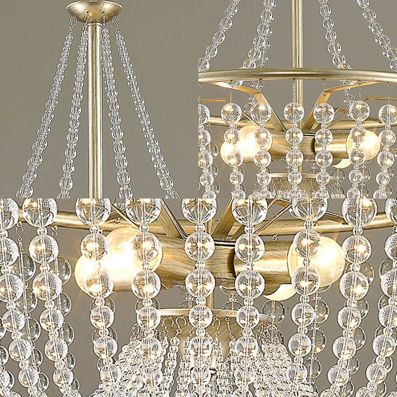 Brass Laser-Cut Empire Chandelier Nordic Crystal 4 Bulbs Pendant Light Fixture for Bedroom