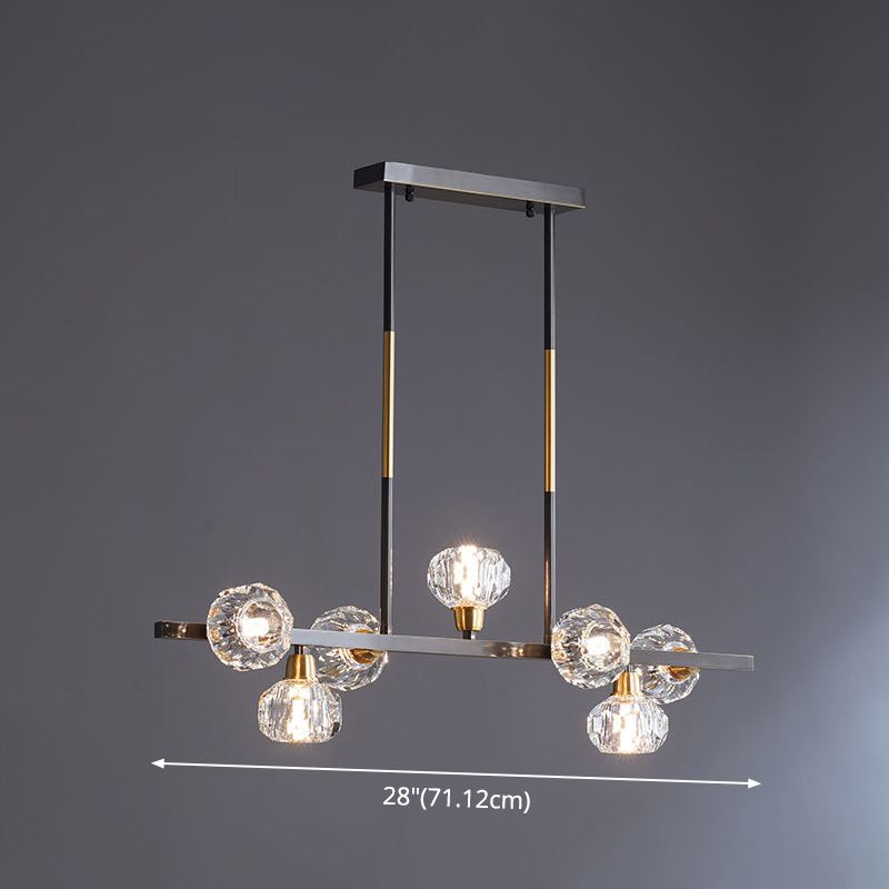 Mini Globe Crystal Chandelier Modern Style Black Finish Pendant Light for Living Room