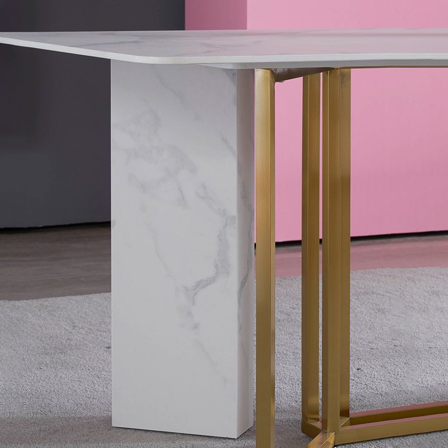 Muebles de piedra de mesa de comedor de rectángulo de lujo tradicional para el comedor