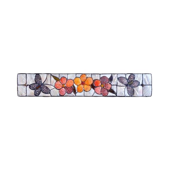 2 Lights Linear Wall Mount Light Rustic Shell Wall Lighting with Flower and Butterfly