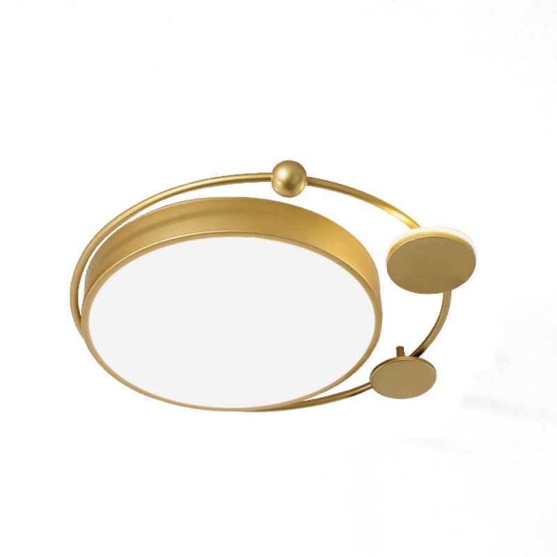 Minimalism Round Ceiling Lamp Acrylic LED Bedroom Flush Mount Light Fixture in Gold