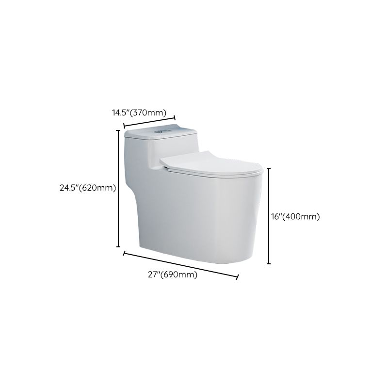 Glossy White Toilet with Glazed Surface Modern All-In-One Toilet Bowl