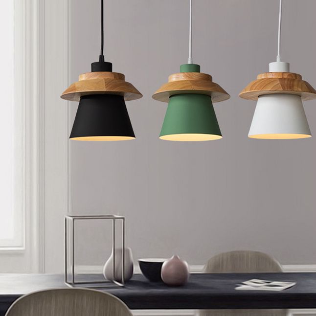 Lampe suspendue de macaron géométrique à pendentif unique nordique moderne avec ombre en fer