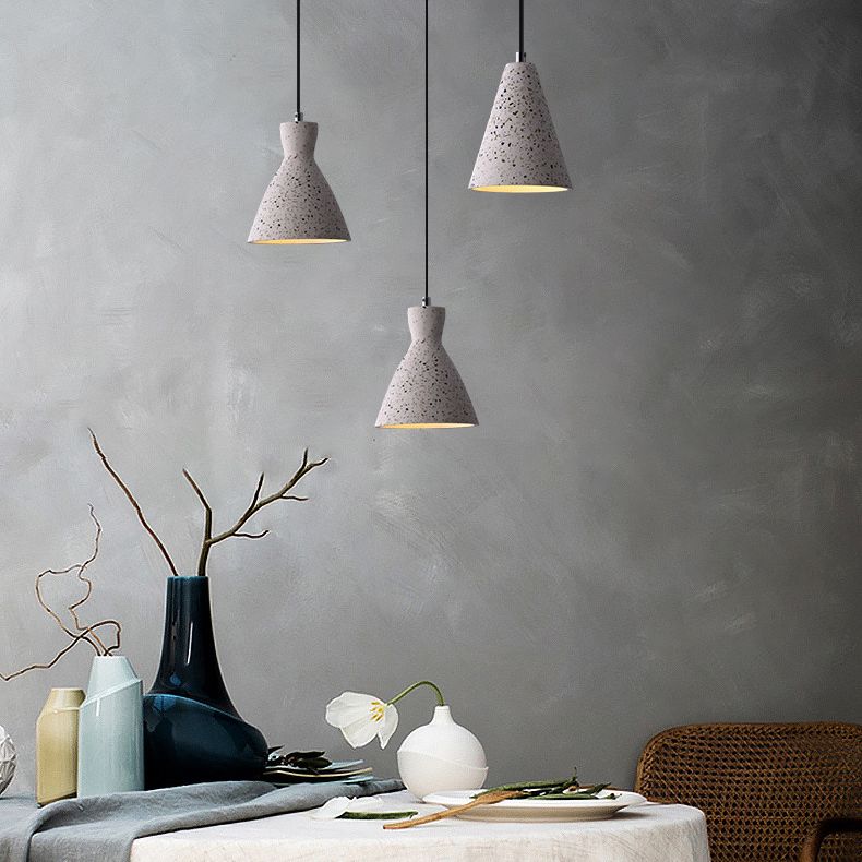 Nordic 1-Bulb Pendant Lamp Conical Small Suspension Lamp with Terrazzo Shade for Diner
