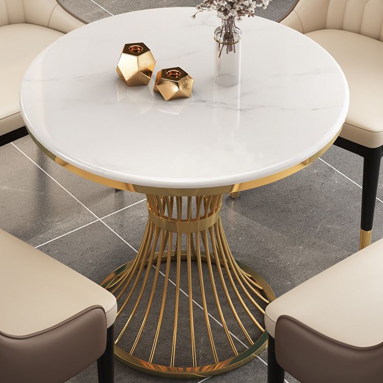 Scandinavian Sintered Stone Dining Room Set Standard Height with Gold Base Dining Furniture